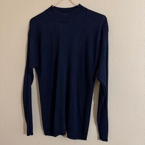 Kevo Women's Sweater Blue Long Sleeve 100% Silk Round Crew Neck Size L Casual